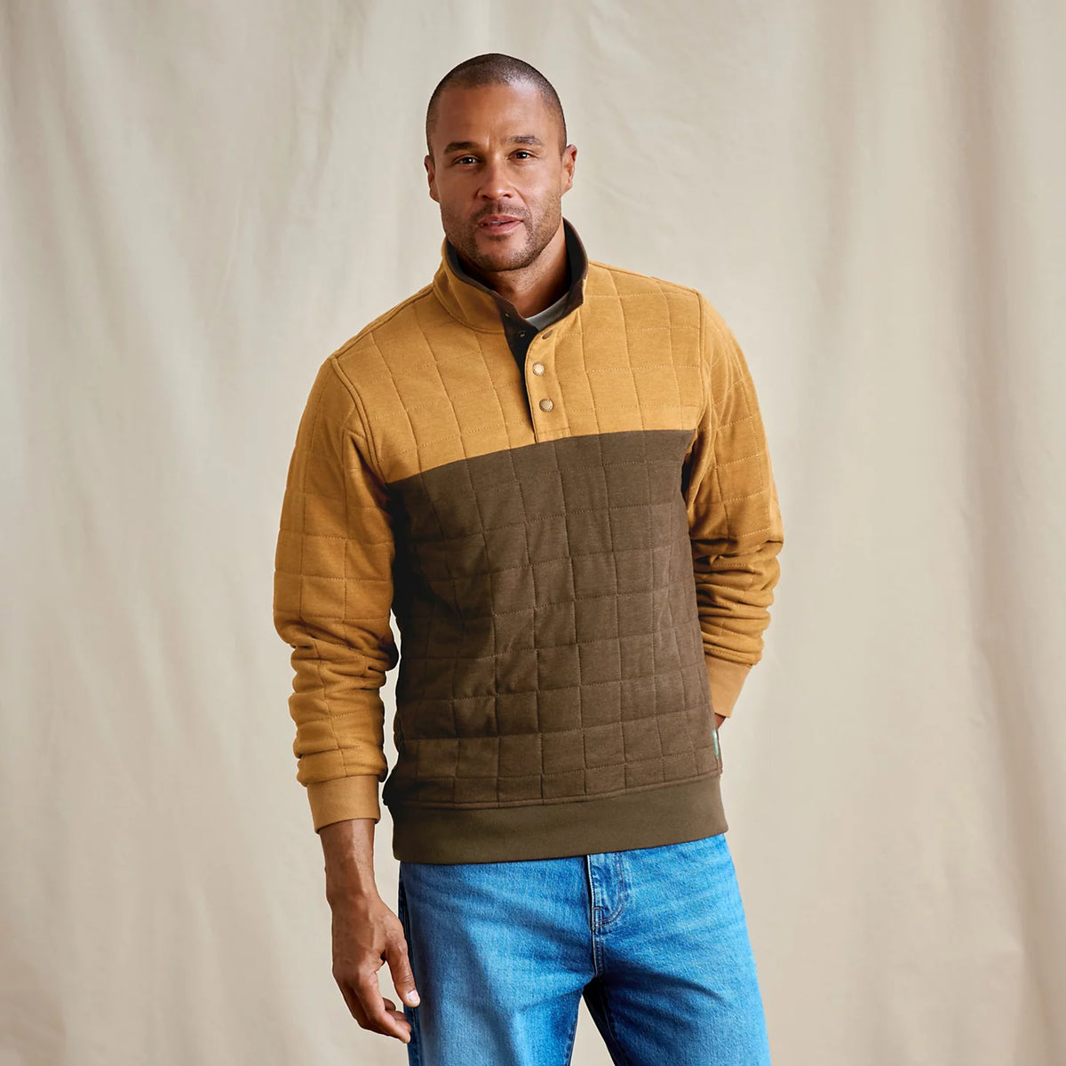 Orvis New | Men's Battenkill Colorblock Quilted 1/4-Snap Sweatshirt