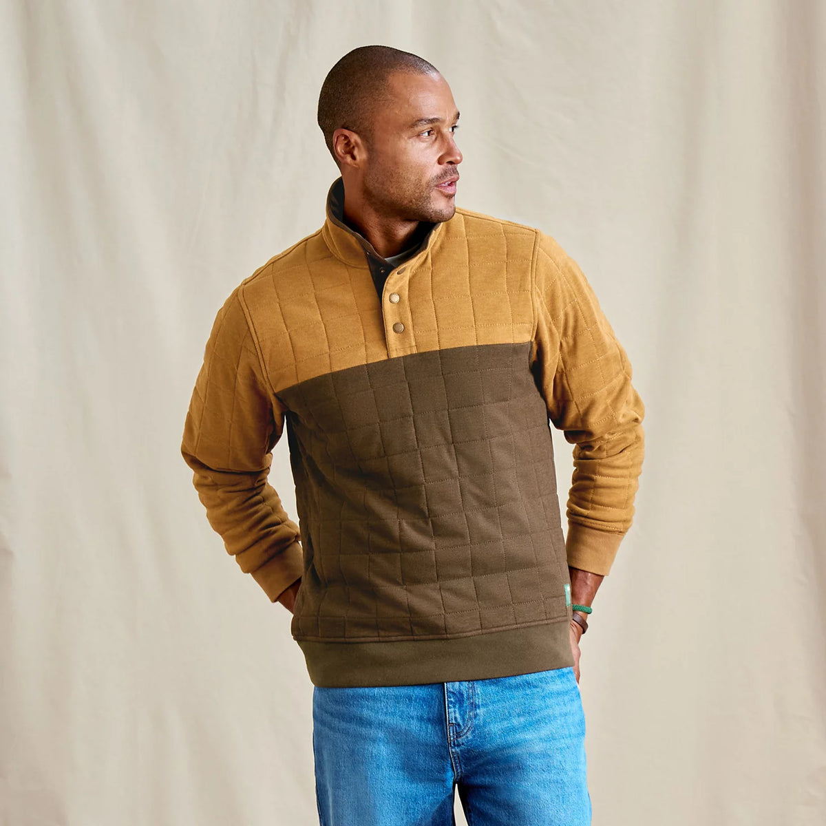Orvis New | Men's Battenkill Colorblock Quilted 1/4-Snap Sweatshirt