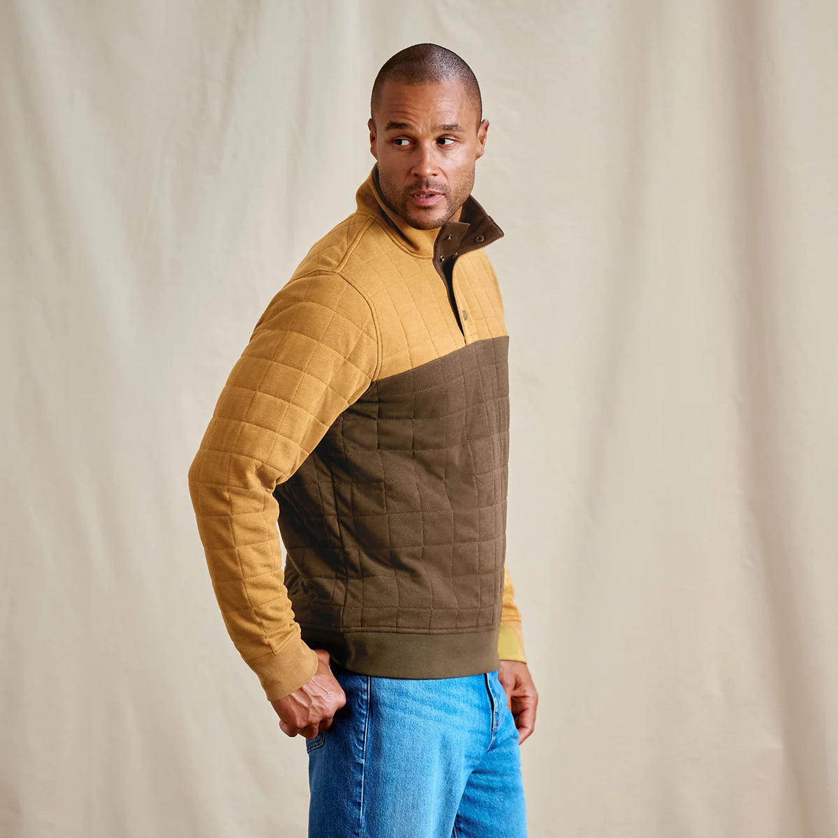 Orvis New | Men's Battenkill Colorblock Quilted 1/4-Snap Sweatshirt