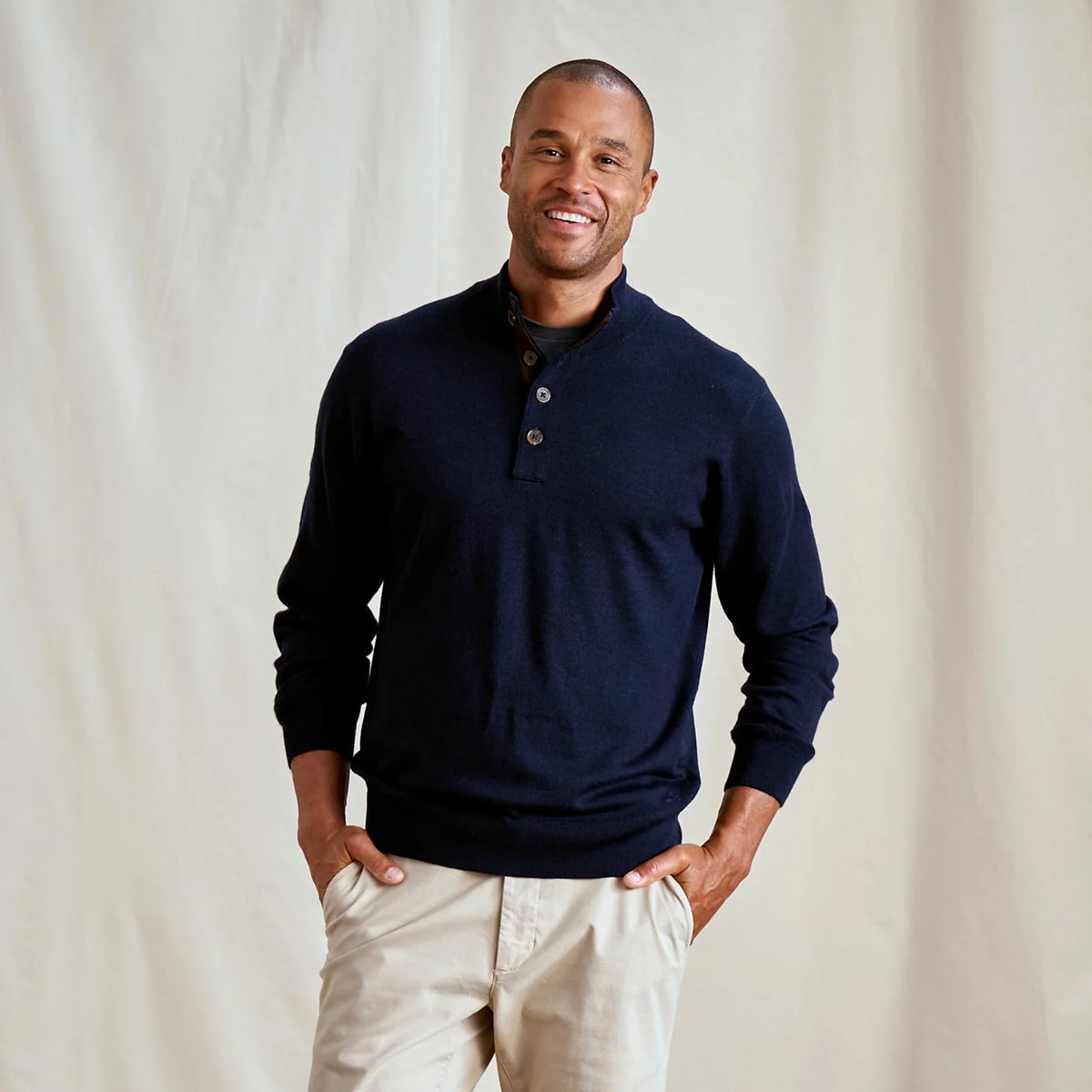 Orvis New | Merino Button Mockneck Sweater