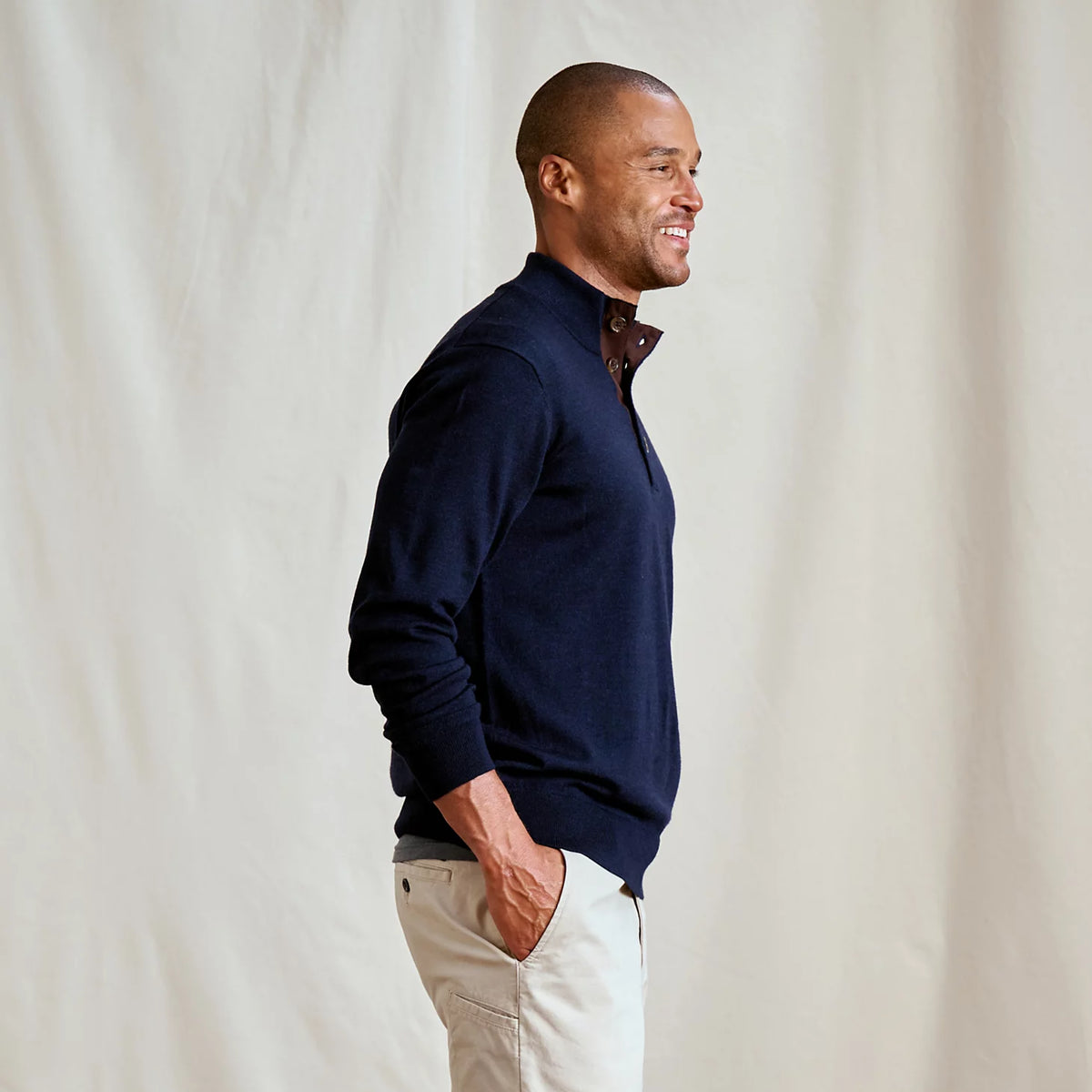 Orvis New | Merino Button Mockneck Sweater